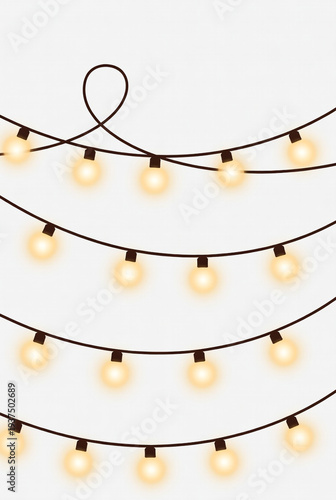 String lights illustration with glowing bulbs on a white background.