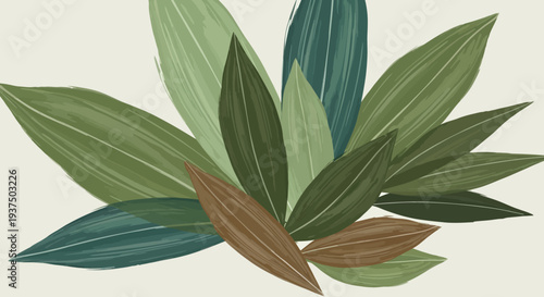 Tropical Leaves Illustration with Green Foliage.