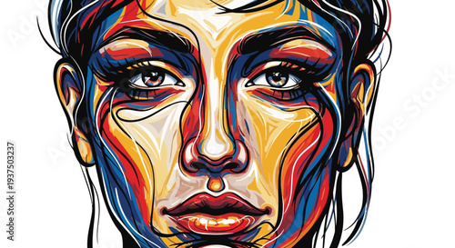 Vibrant Digital Painting of Womans Face.