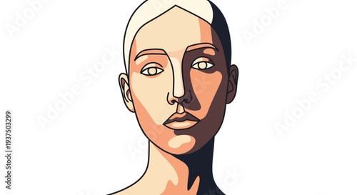 Woman Portrait Illustration with Bold Lines.