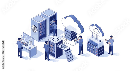 Data Center Administrators Managing Servers and Storage.