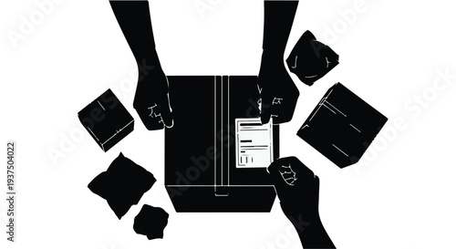 hands packing boxes and shipping parcels