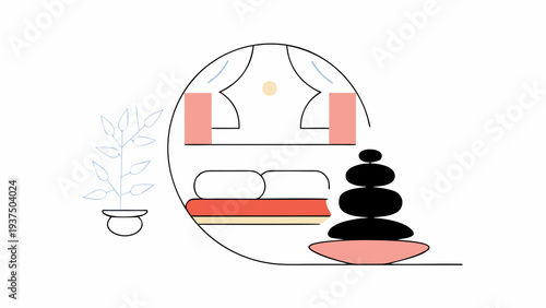 Abstract stacked balance stones in clean minimalist style. Calm spa-inspired wall art symbolizing harmony, mindfulness, and peaceful interior design.