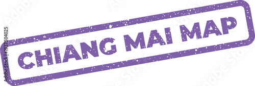 Grungy rectangular mark resembling a rubber stamp displaying the phrase Chiang Mai Map for geographical context