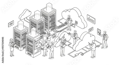 Industrial Factory Scene with Workers and Machinery.