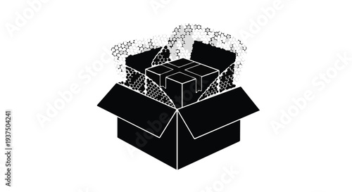 infographic element of opened box with smaller boxes