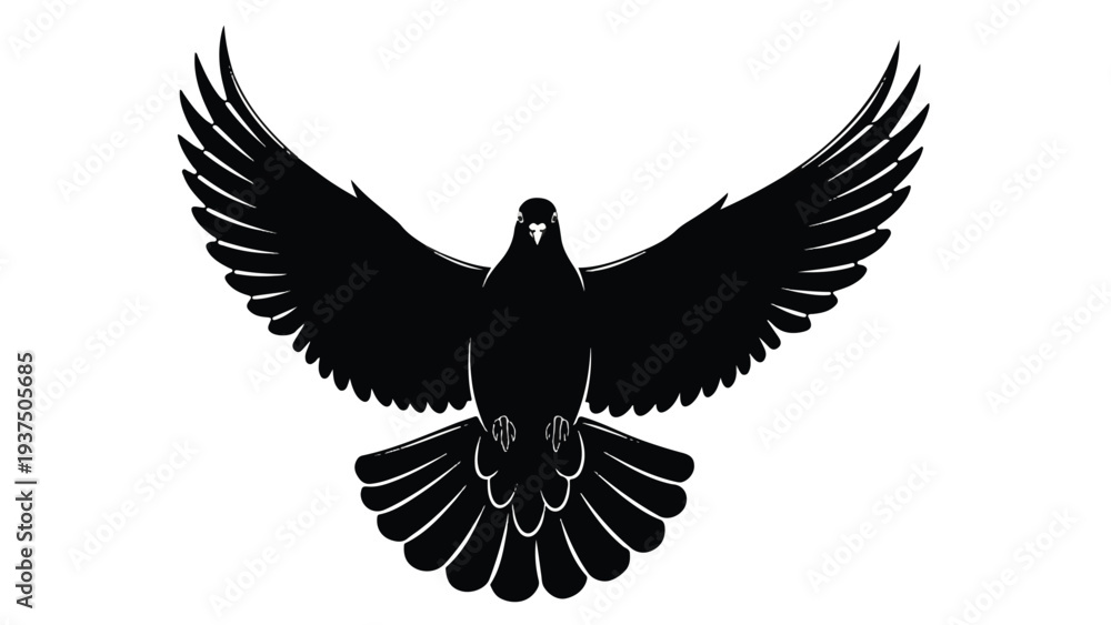 Fototapeta premium Black Bird Silhouette Flying Freely.