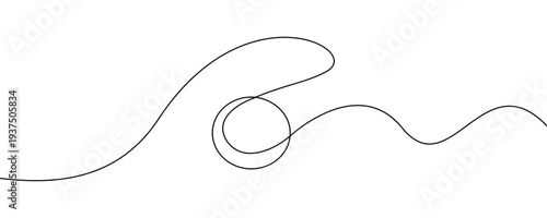 Abstract single line drawing with organic shapes and circle, vector