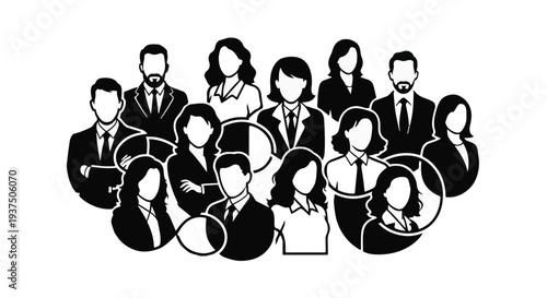 business people icons, group of diverse professionals, teamwork illustration