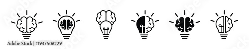 Brain and light bulb icons symbolizing ideas and creativity