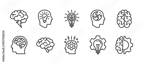 Brain and lightbulb icons representing ideas creativity and intelligence