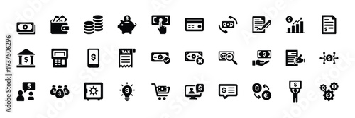 Business and finance icons representing money and economy