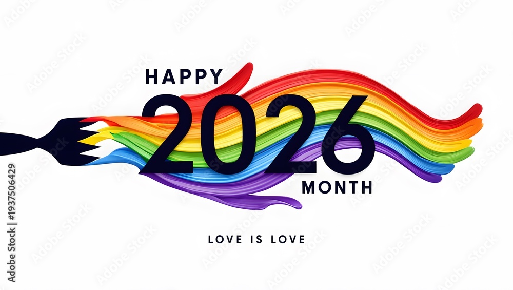 Fototapeta premium Vibrant Rainbow Design Celebrating Love and Unity for 2026 Month