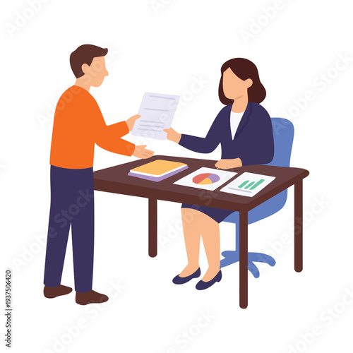 Business meeting handover document and reviewing financial reports