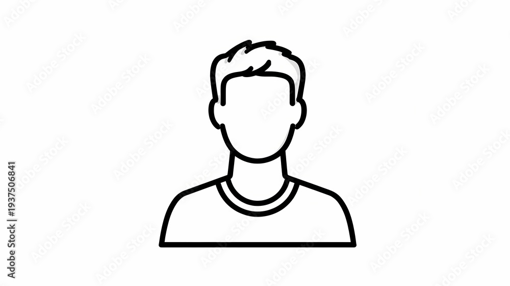 Obraz premium Simple Line Art Icon of a Persons Head and Shoulders.