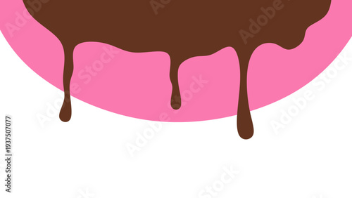 Sweet melting chocolate and pink strawberry icing glaze background. Melted syrup or dripping liquid sauce. Minimalist sweet chocolate and strawberry pink background. Minimalist wavy background.