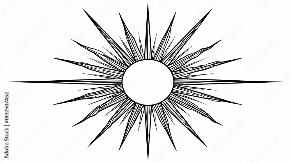Fototapeta premium Stylized Sunburst Graphic with Radial Rays and Central Circle.