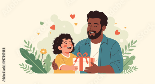 Thanks fathers day joy with happy child and loving dad