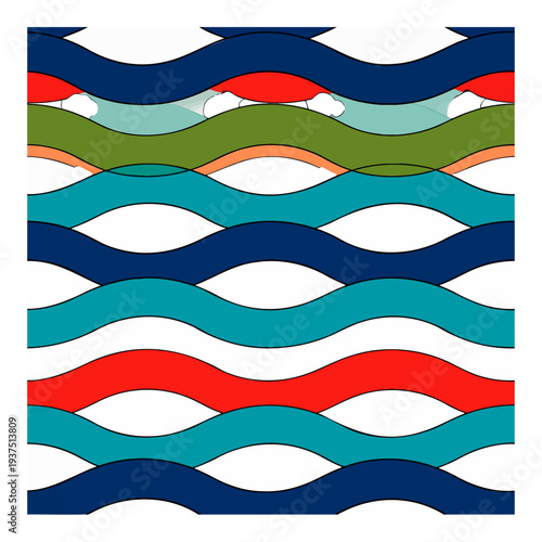 Colorful Wavy Lines Pattern Design Element.