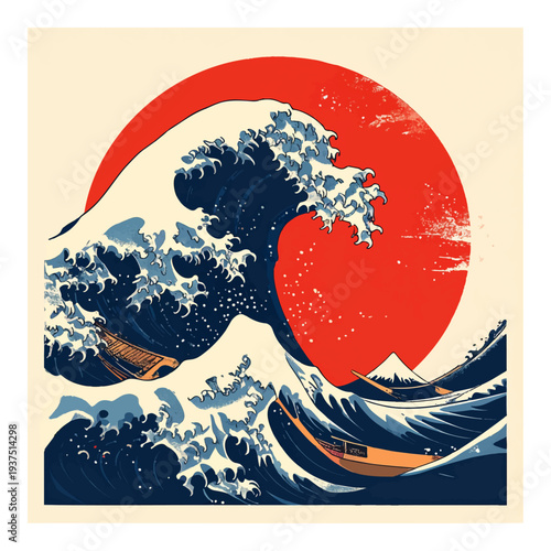 Large Ocean Wave Crashing Against Sun.