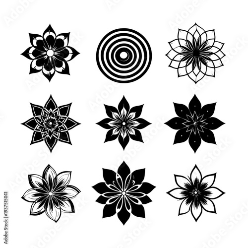 Collection of Black and White Floral Designs 3.