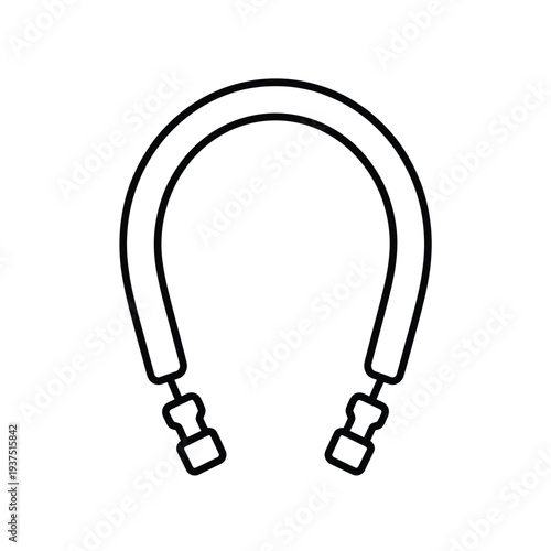 Simple black and white line drawing of a horseshoe with keepers