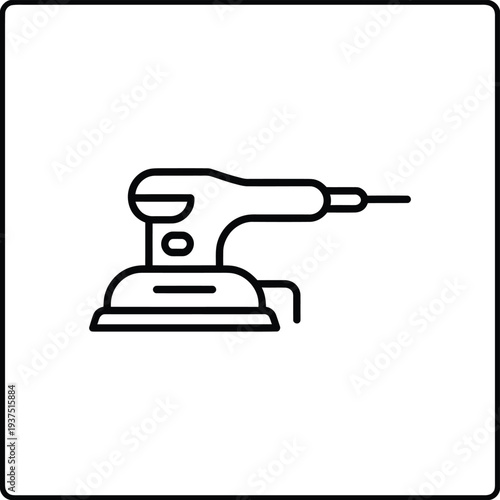 Simple line drawing of a power sander tool on white background