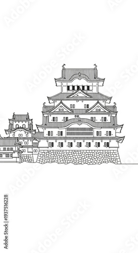 Japanese Castle Outline Drawing