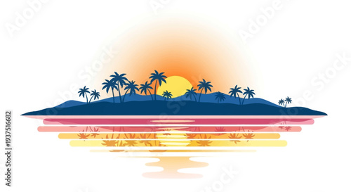 Tropical Island Sunset Reflection