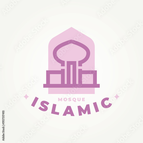 minimalist mosque islamic place line art icon logo vector illustration design. ramadan kareem logo concept