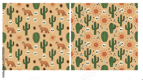 seamless desert pattern, cactus desert