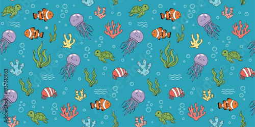 seamless background with colorful ocean