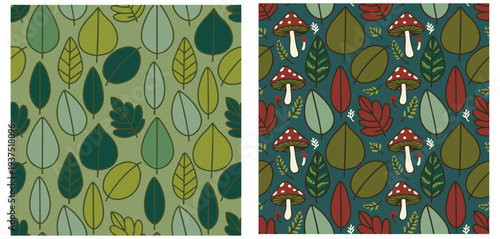 set of seamless patterns with plants patterns