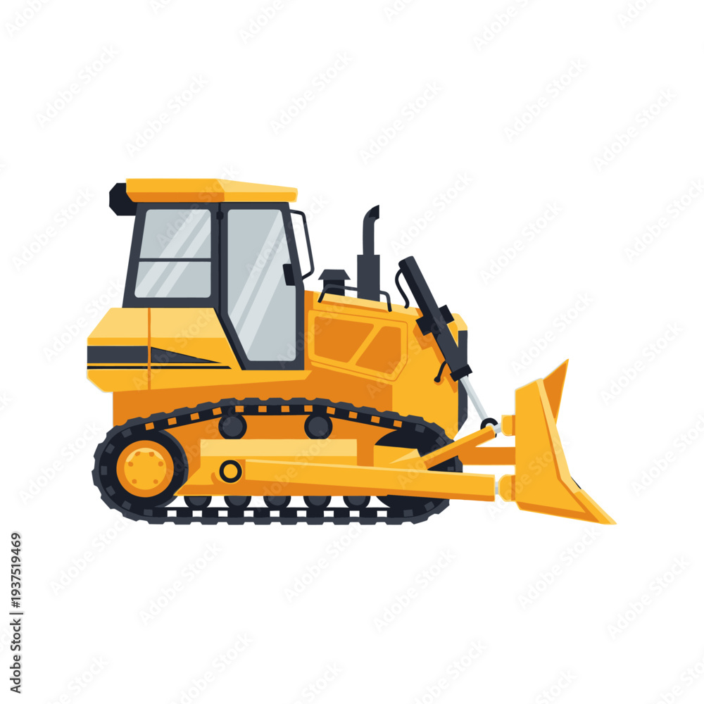 Obraz premium Yellow Crawler Bulldozer Heavy Equipment Illustration Isolated on White Background