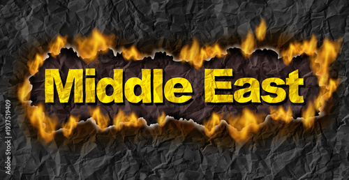 Bilde på lerret Crisis In The Middle East as a symbol of war in Middle-eastern countries as Iran