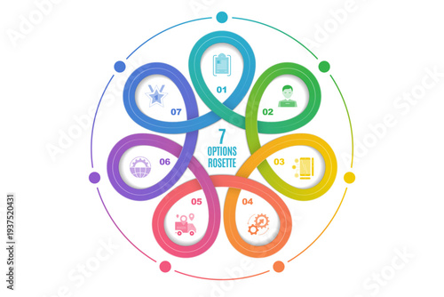 Circular diagram template with 7 options, infographic vector illustration.