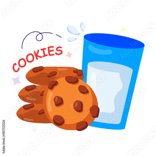 An illustration design of milk with  Biscuits 