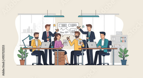 Diverse Group of Professionals Collaborating Office.