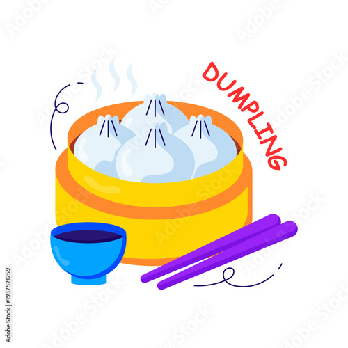 Editable design illustration of dumplings 