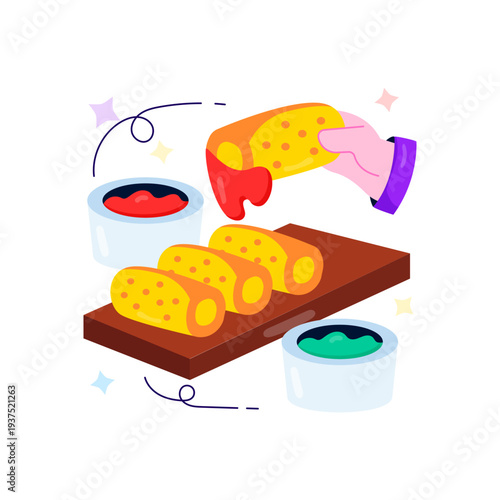 An eye catching design illustration of fried rolls 