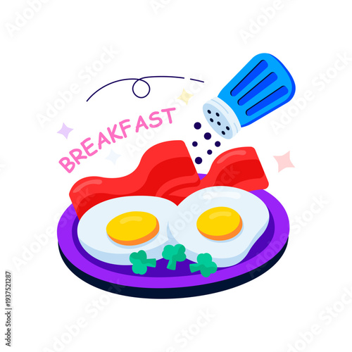 A flat design illustration of healthy breakfast 