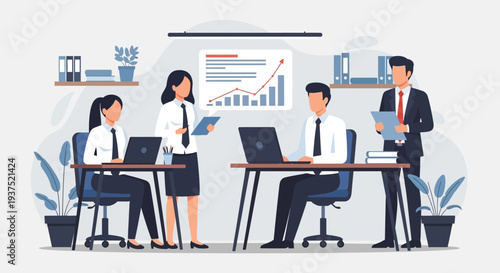 Business Professionals Working Together in Office.