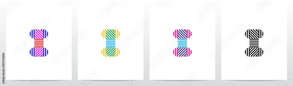 Obraz premium Horizontal Vertical Diagonal Lines Letter Initial Logo Design I