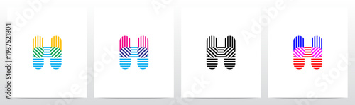 Horizontal Vertical Diagonal Lines Letter Initial Logo Design H