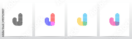 Horizontal Vertical Diagonal Lines Letter Initial Logo Design J