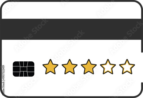 Credit card with 5 star rating icon