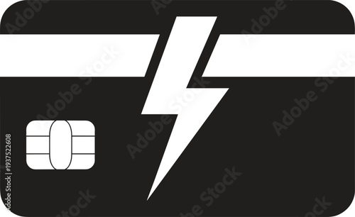 Credit card with lightning bolt symbol