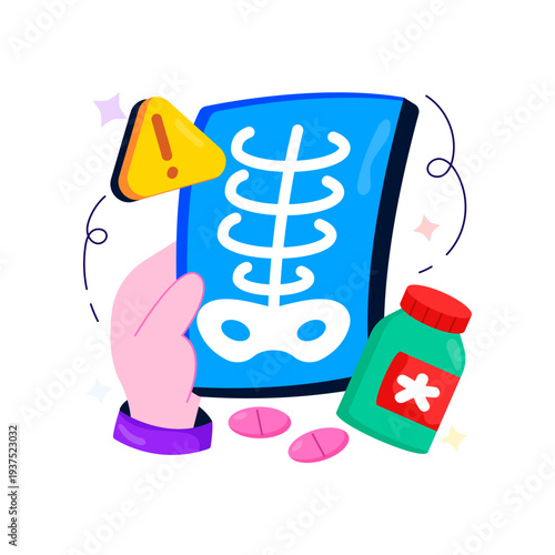 Editable design illustration of bone x ray