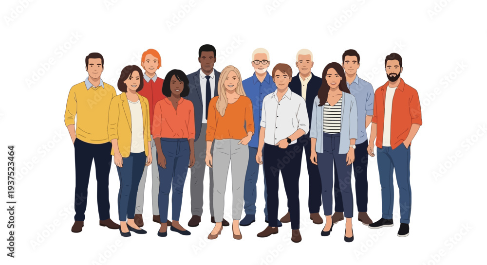 Fototapeta premium Diverse men and women of various ages and ethnicities standing together as a cohesive business team.