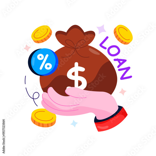 A colored design illustration of loan